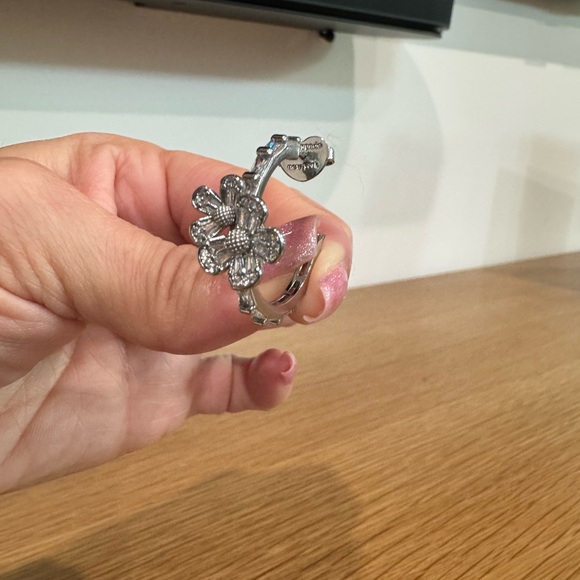 Kate Spade Silver Floral Hoop Earrings - Picture 3 of 5